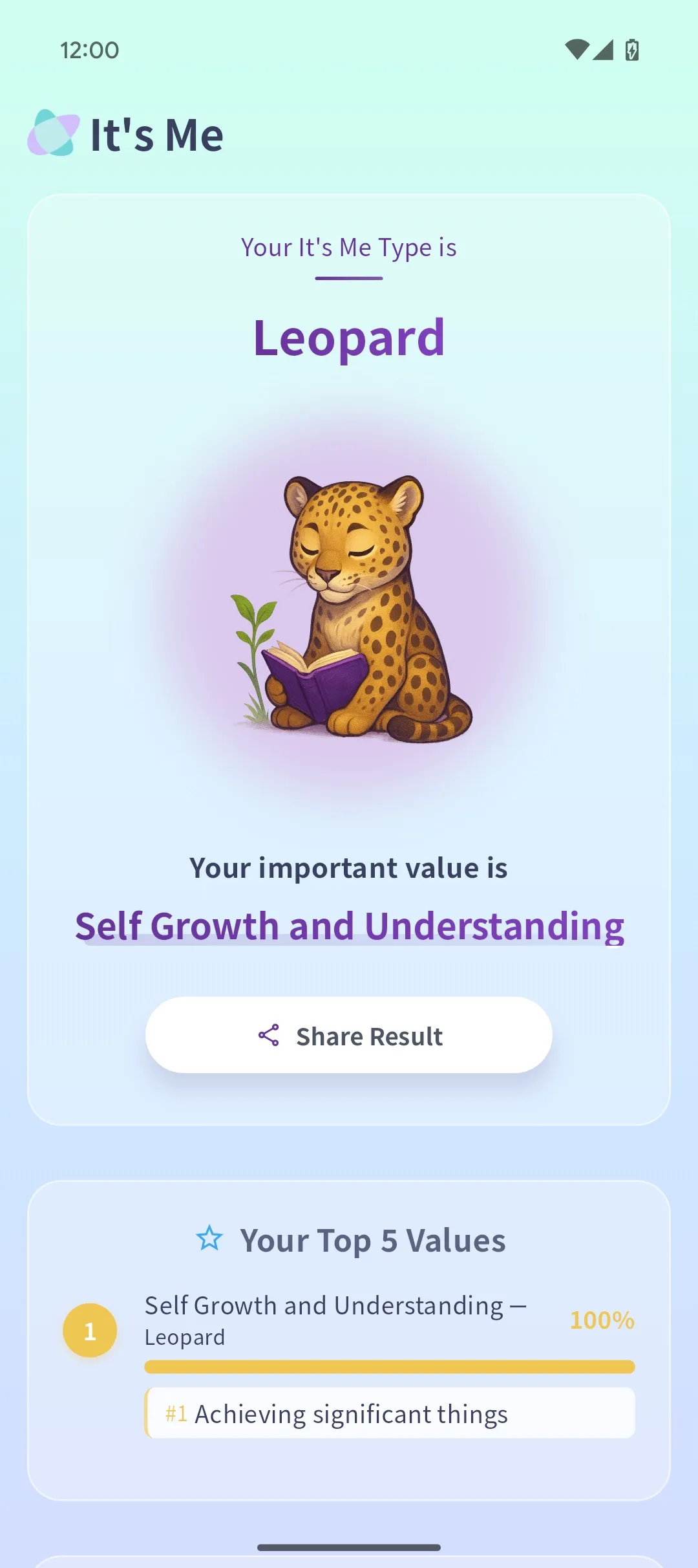 Leopard type assessment result screen